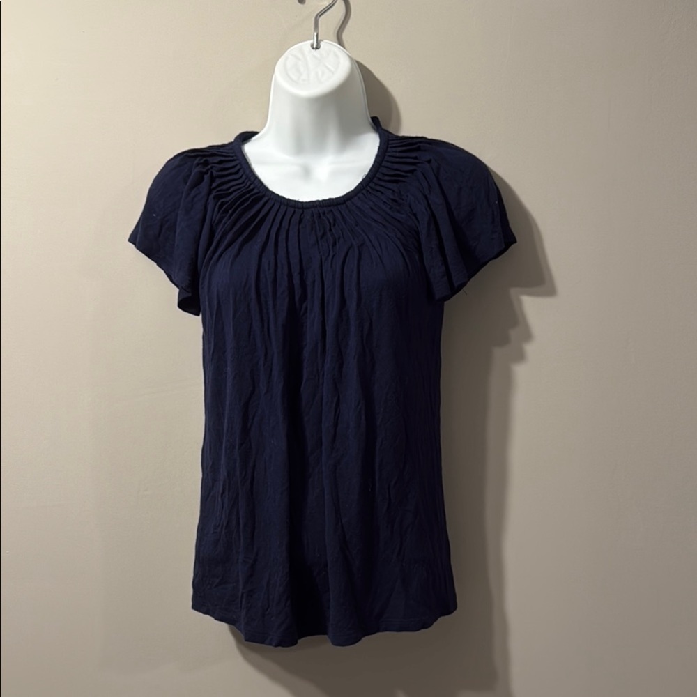 Style & Co. Blue Ruched Cap Sleeve Blouse